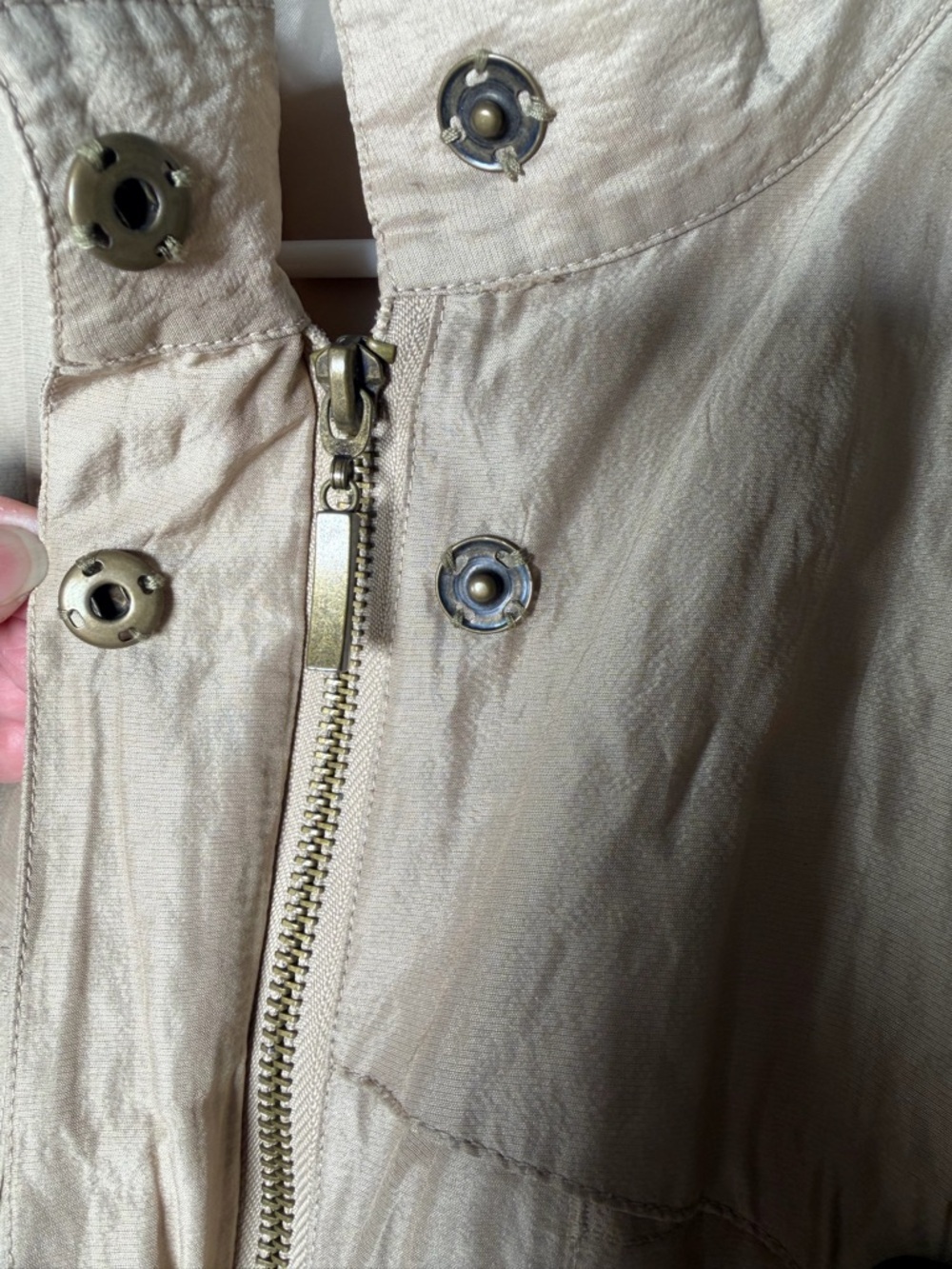 Chico's Lightweight Gold Taupe Utility Bomber Jacket Size 3 - Picture 4 of 9
